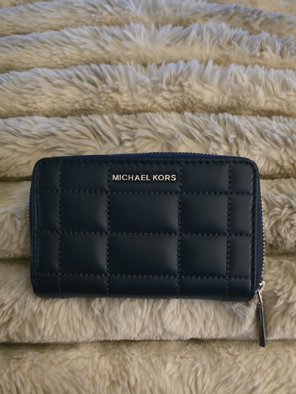 Michael Kors Quilted Card Holder Wallet in Navy